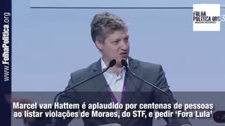 Marcel van Hattem é aplaudido por centenas de pessoas ao listar violações de Moraes, do STF, e...