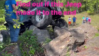 Jeep climbing these big rocks