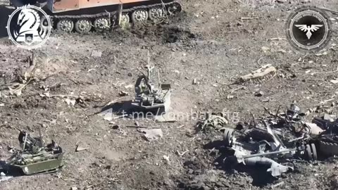 The destruction of two russian ground drones mounted with ASG grenade