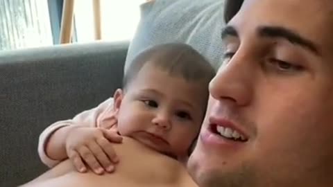 Cute baby attracts to his father | baby reaction | #cutebaby