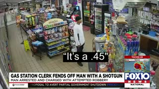 CONVENIENCE STORE CLERK ENDS ARMED ROBBERY WITH A .45