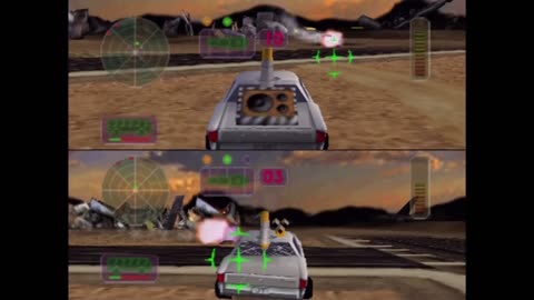 Vigilante 8 Two Player Cooperative Mode - Aircraft Graveyard (Actual N64 Capture)