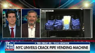 Sen. Ted Cruz reacts to a vending machine for drug addicts in NYC