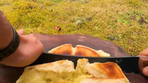 No Oven~In Nature~Making Delicious Potato Cheez~ crispy Bread