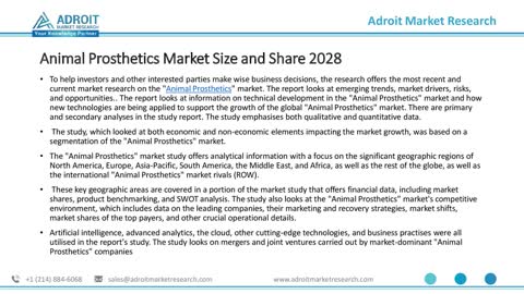 Animal Prosthetics Market Scope,Demand Analysis and Competition Analyisis 2028