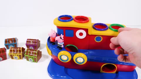 !Peppa Pig Video de aprendizaje del color de los cofres del tesoro para niños pequeños y niños!