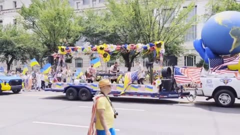 A large Ukrainian presence at the July 4th Independence Day parade in Washington DC.
