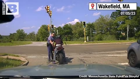 YIELD! Motorcyclist PUSHES Officer INTO STREET with Bike During Traffic Stop