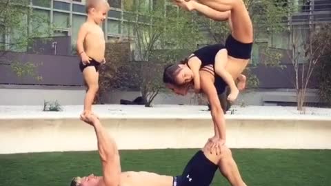 Acrobat parents entertain kids in best possible way