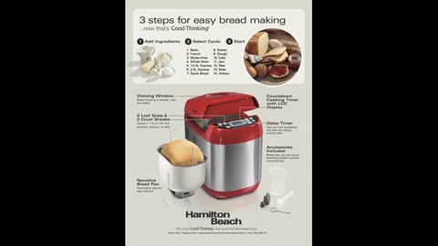 Hamilton Beach Artisan Dough Bread Maker Home Good - Red