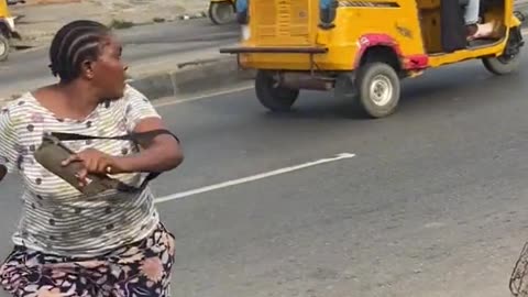 Mad man chasing a woman with a weapon