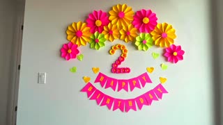Birthday's - Beautiful Paper Flower Dropback decoration, DIY at home