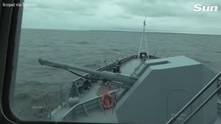 Russia small missile ship Odintsovo stages naval exercises in the Baltic sea