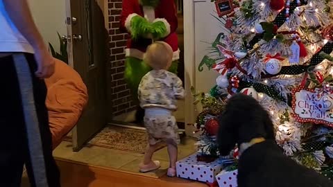 Child Horrified by Grinch Stealing Presents