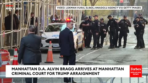 BREAKING NEWS- Manhattan D.A. Alvin Bragg Arrives At Manhattan Court For Trump's Arraignment