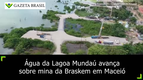 Vídeo mostra avanço da água da Lagoa Mundaú sobre mina da Braskem em Maceió