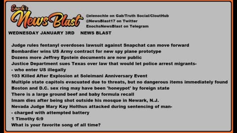 Wednesday, January 3, 2024 News Blast