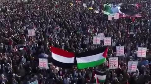 Miliony ludzi protestują w Jemenie Houthi przysięgają zemstę na USA 2024.01.12