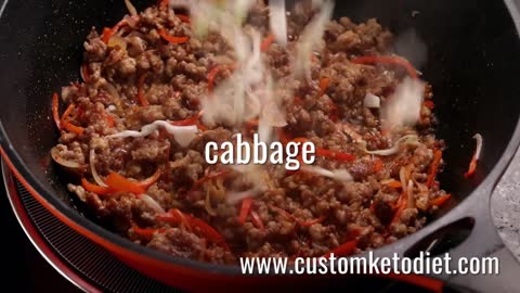 Keto Chili-Black Bean Pork Cabbage Stir-Fry