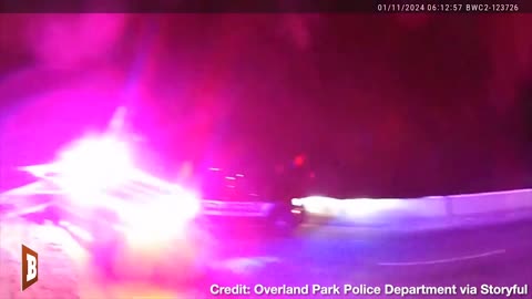 Close Call! Car Slides on Icy Road and Pushes Police Cruiser into Officer