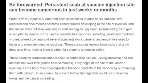 Sarcoma Cancer alert on vaccine site.