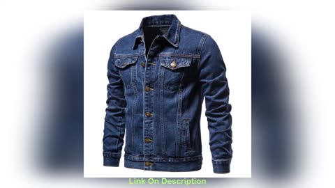 Deal New 2021 Cotton Denim Jacket Men Casual Solid C