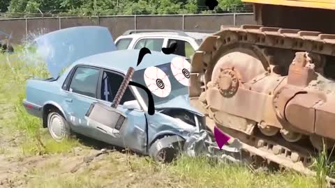 Amazing Powerful Excavator Destroys Car!