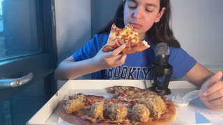 ASMR Pepperoni Pizza mukbang | Fried Chicken