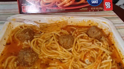Eating Banquet Spaghetti & Meatballs, Dbn, MI, 7/9/24