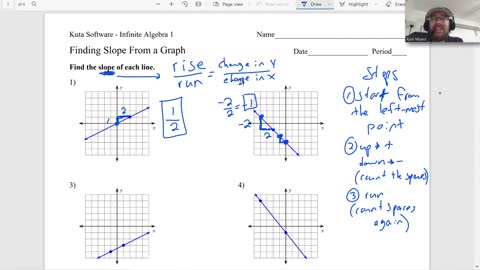 Finding Slope From a Graph- Algebra 1 Kuta Worksheet Series