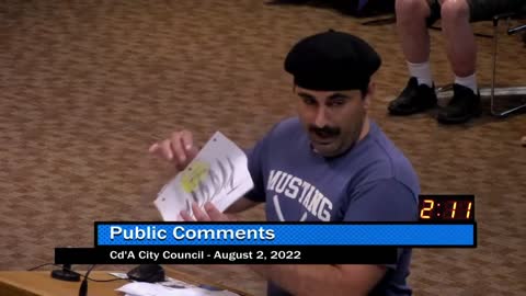 Justin - Public Comment at the 8/2/22 CDA City Council Meeting