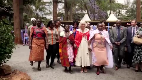 Queen Camilla joins a traditional dance in Kenya