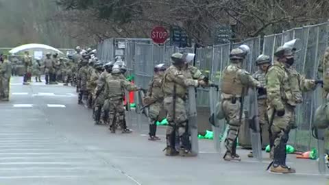 Raw video- National Guard, Washington State Patrol troopers at state Capitol in Olympia