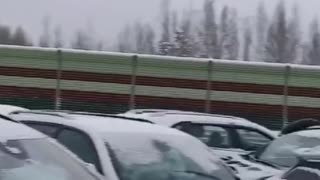 Low speed pileups in snowy conditions