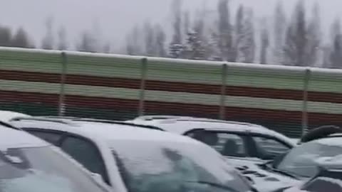 Low speed pileups in snowy conditions