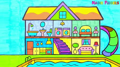 Hello! princess. Today I drew, painted, colored pieces of the house