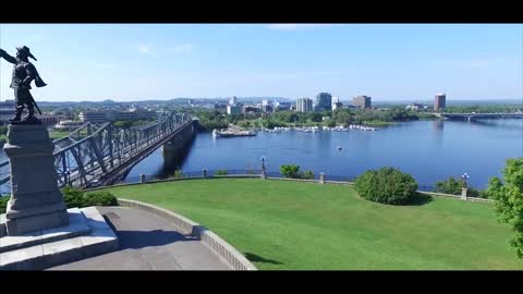 DRONE shots over OTTAWA and GATINEAU, ONTARIO/QUEBEC