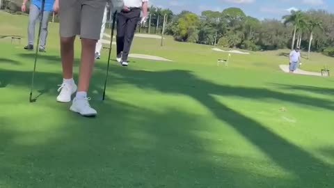 President Trump Golfing Mic Drop