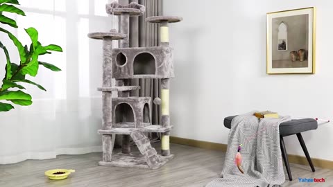 For The Cat lovers Yaheetech 54.5 Inches H Cat Tree Tower Installation Guide