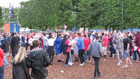 English and Welsh fans party in Paris before EURO2016 match