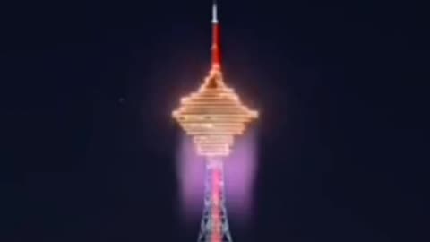 Qingdao TV Tower, China, New Year celebration.