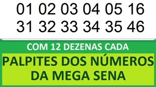 PALPITES DOS NÚMEROS DA MEGA SENA COM 12 DEZENAS dy dz d0 d1 d2 d3 d4 d5 d6 d7 d8 d9