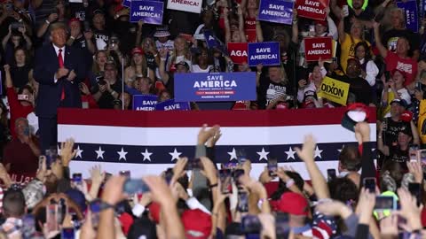 president Donald Trump arrives at rally in Warren, Michigan