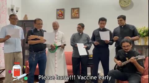 Bishop Dominic Savio Fernandes sings the Gospel according to St. Pfizer