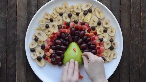 Cute Vegan turkey fruit platter easy to do