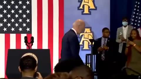 After Joe Biden's Speech, He Tried To Shake Hands With The Air, then Wandered Around Confused.