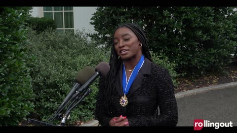 Simone Biles speaks to media after receiving Presidential Medal of Freedom