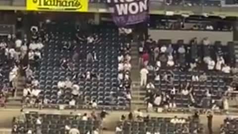 Libs FUME After Fans Unfurl GIANT "Trump Won" Sign in Yankee Stadium