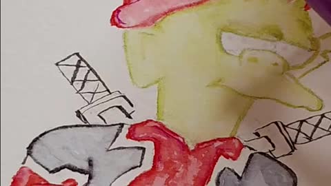 Deadpool and Elfo from Disenchantment mash-up. Watercolor marker art [Time-lapse]