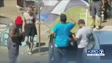 Seattle couple go to homeless camp to collect stolen property. Violently attacked by felons.